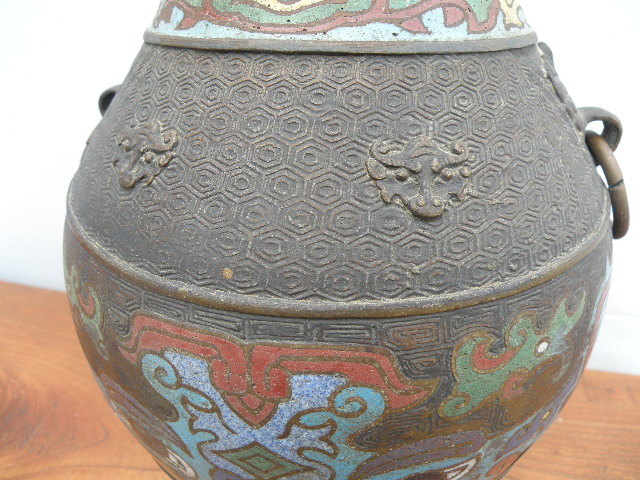 七宝焼 花瓶 花器 / 中国古玩 唐物 景泰藍 花瓶 中国古玩 銅製 伝統