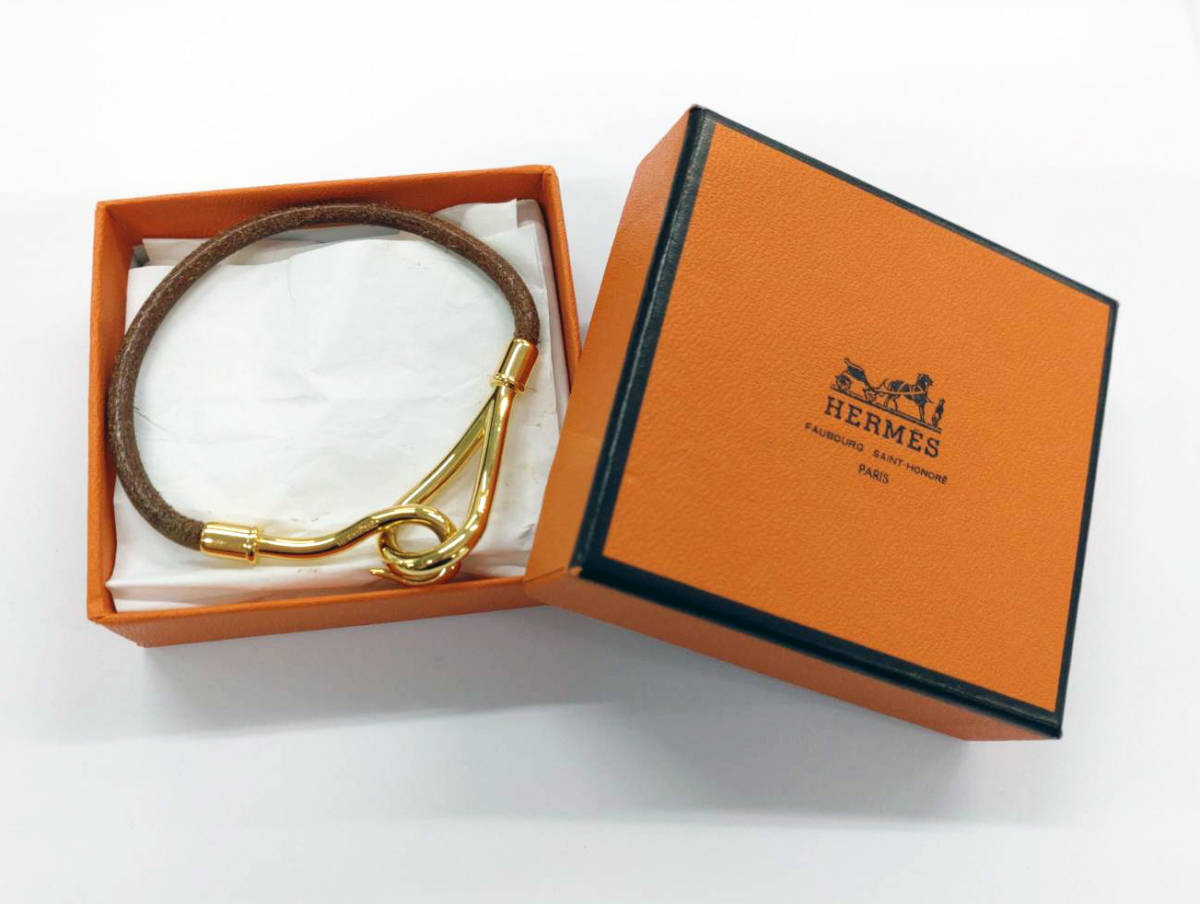 HERMES エルメス ジャンボ レザー ゴールド金具 ブレスレット