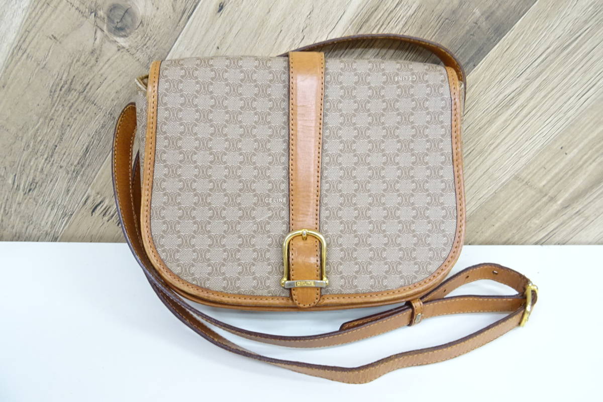 [横浜10021NN] CELINE セリーヌ マカダム柄 ショルダーバッグ M07 マカダム柄 CELINE セリーヌ オールドセリーヌ OLD CC柄