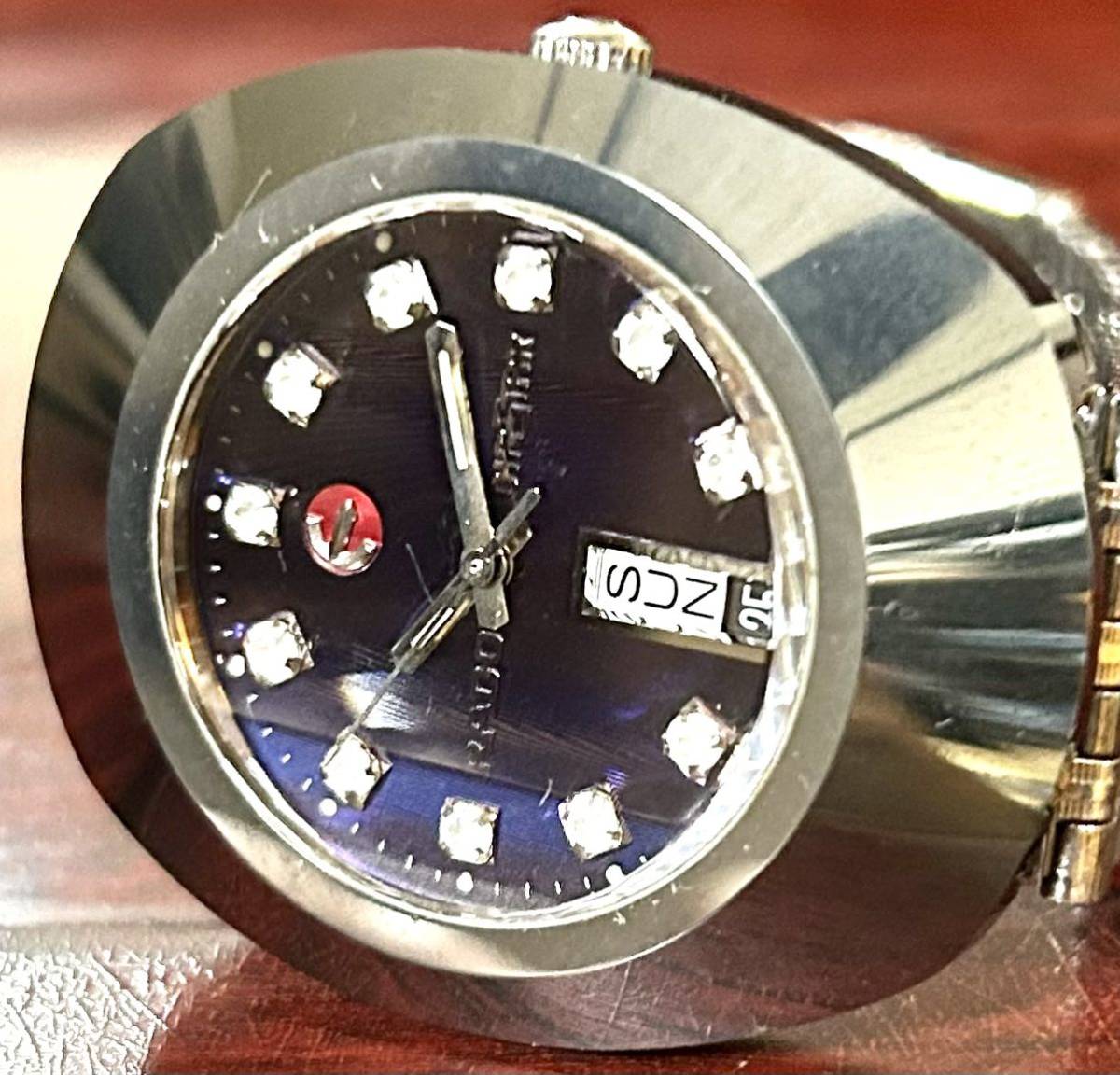 1円〜 T 美品 ラドー ダイヤスター 636.0308.3 パープル カットガラス 