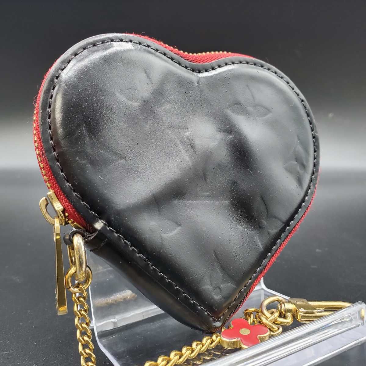 ★1円★164★LOUIS VUITTON ルイヴィトン★コインケース★ヴェルニ★レディース★黒×レッド★ポルトモネクール★小銭入れ★同梱可★