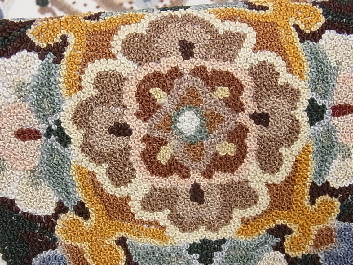着物屋こころ□太鼓柄袋帯 中国三大刺繍 総相良刺繍 蜀江花文 正絹 