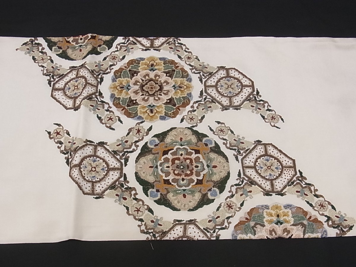 着物屋こころ□太鼓柄袋帯 中国三大刺繍 総相良刺繍 蜀江花文 正絹 