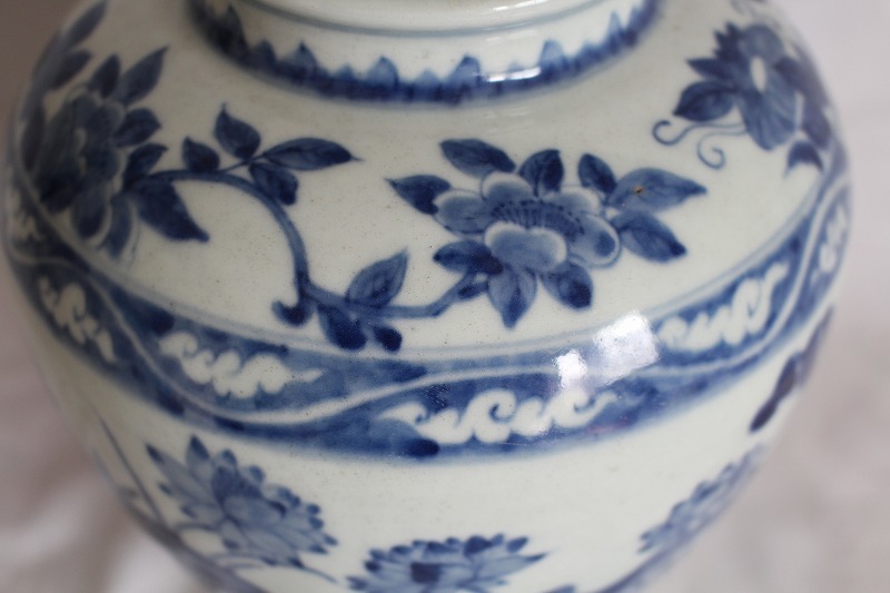 激安 商店街 唐物 中国景徳鎮 花瓶 壺 染付壺 青花花瓶 花鳥紋 煎茶