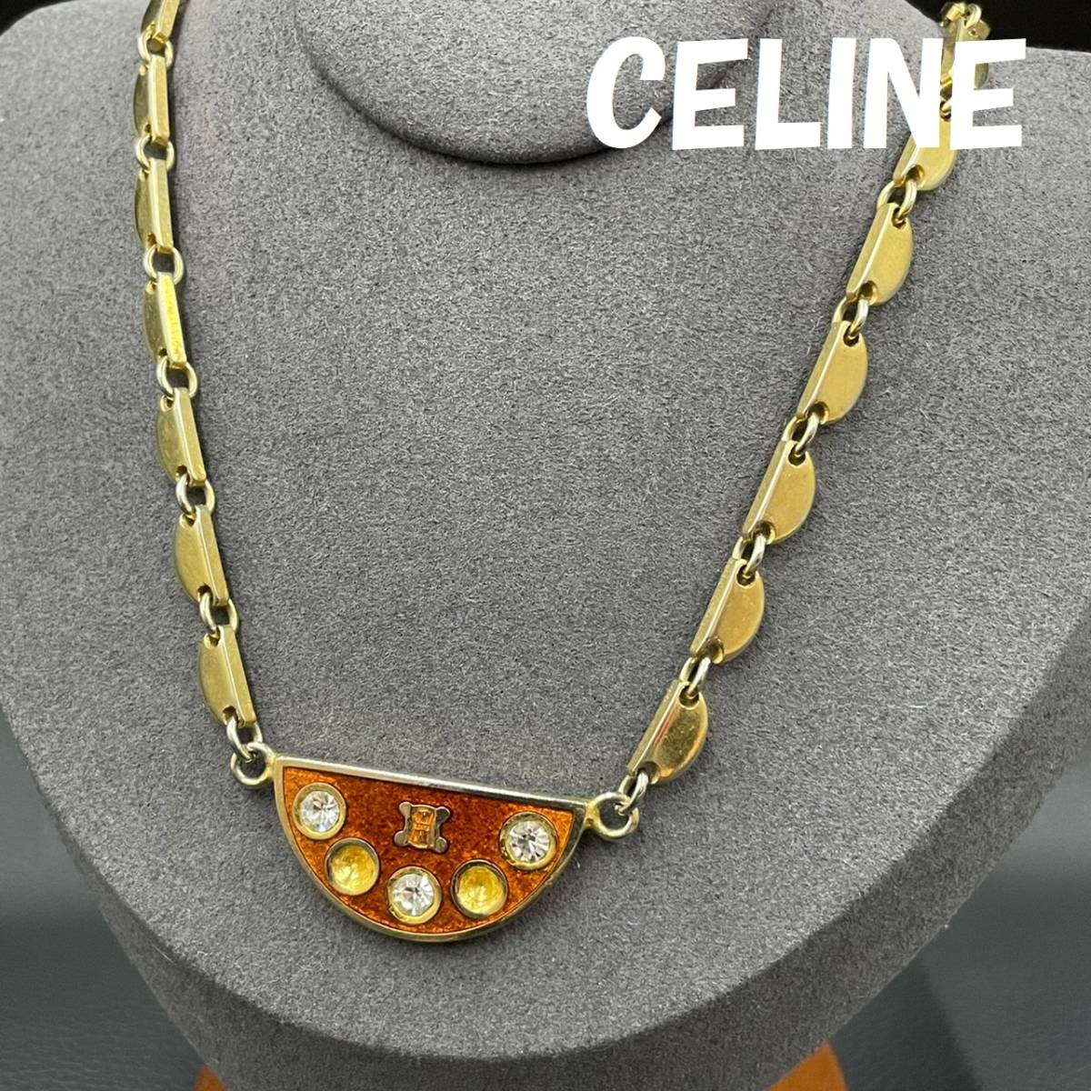 人気】CELINE / セリーヌ ネックレス ゴールド ラインストーン 