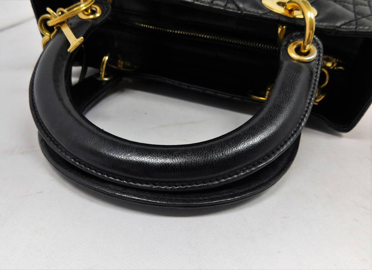 クリスチャンディオール カナージュレディディオール レザーハンドバッグ ブラック Christian Dior クリスチャン ディオール レディディオール カナージュ