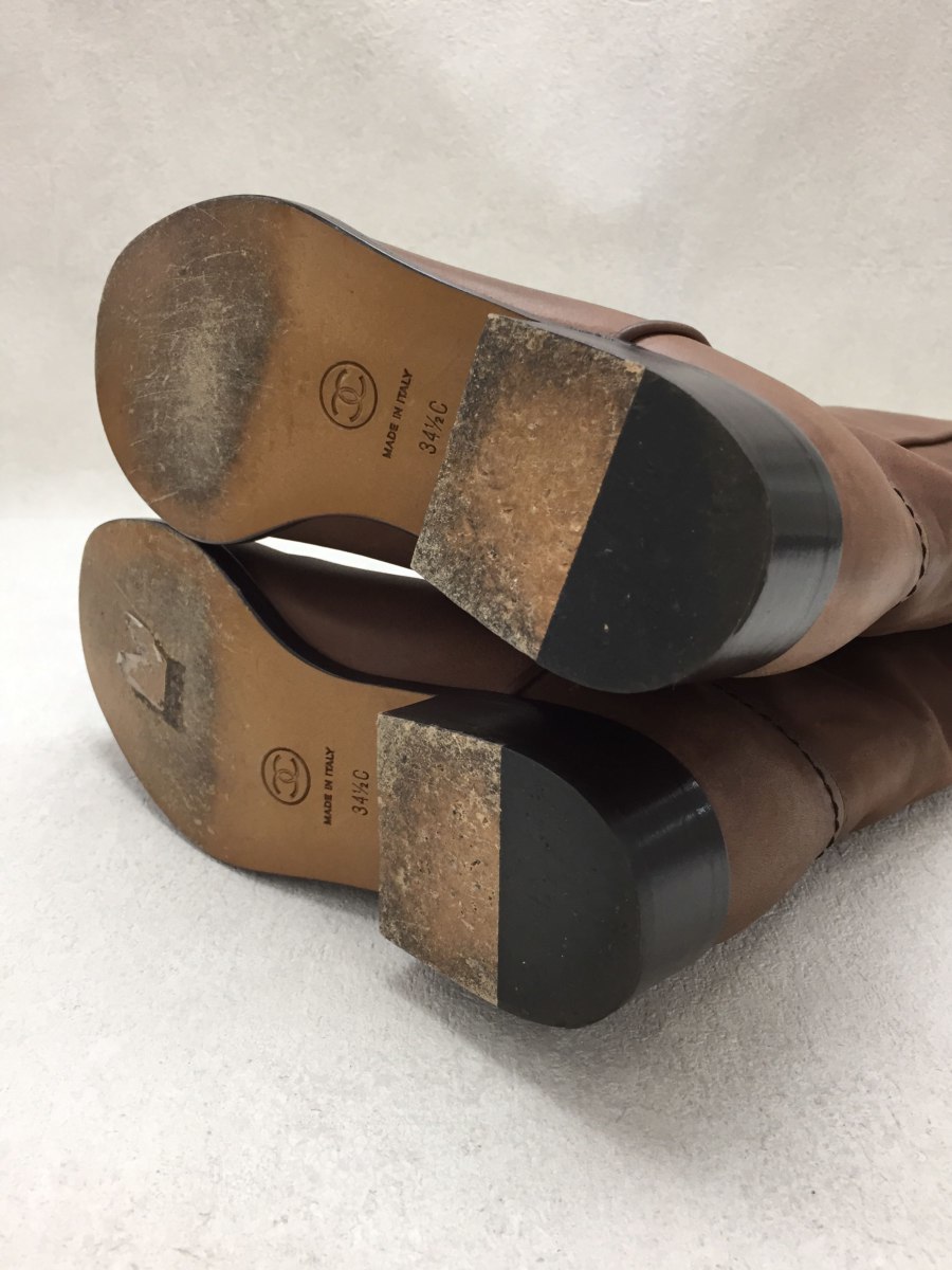CHANEL◆ロングブーツ/34.5/BRW/レザー シャネル CHANEL(シャネル) ロングブーツ ニーハイ ☆新作☆CHANELブーツ 26B
