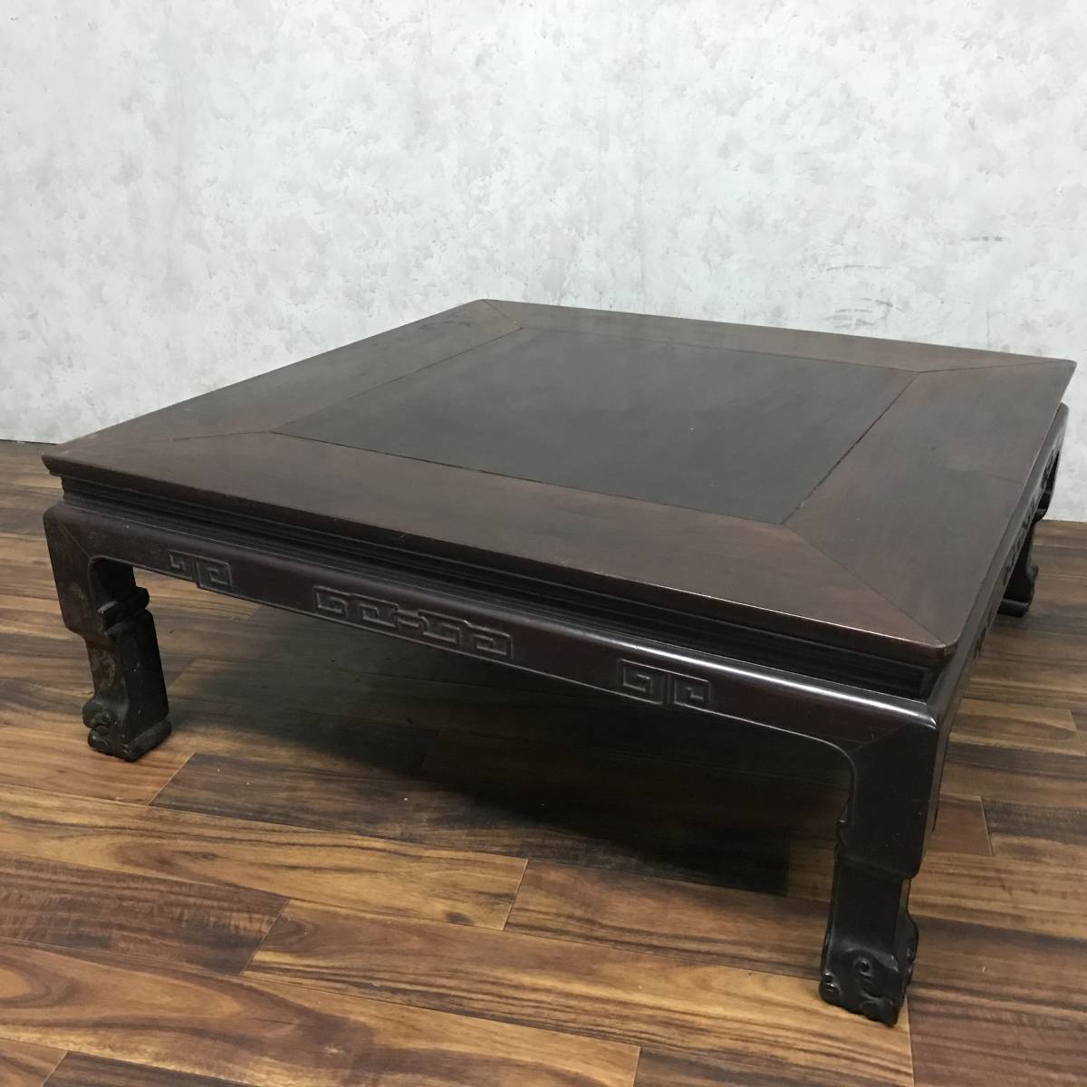 pa2/7 唐木 座卓 88×88×34cm 23.4kg 中古 ローテーブル 彫刻 四方卓 
