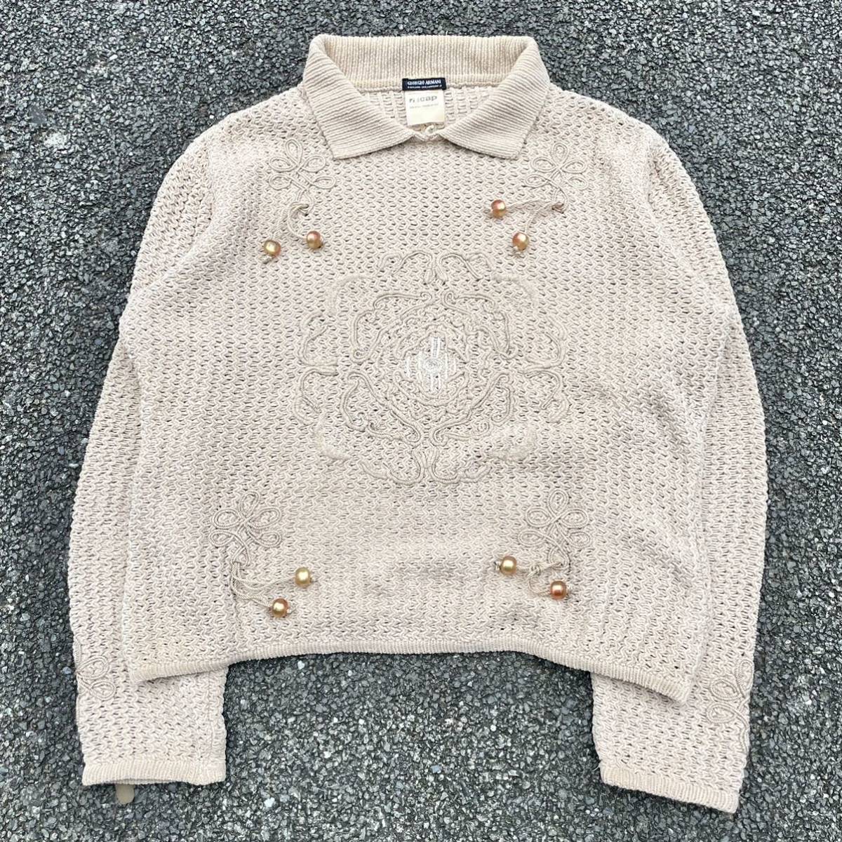 高級 GIORGIO ARMANI knit ジョルジオ アルマーニ ゲージ ニット italy 