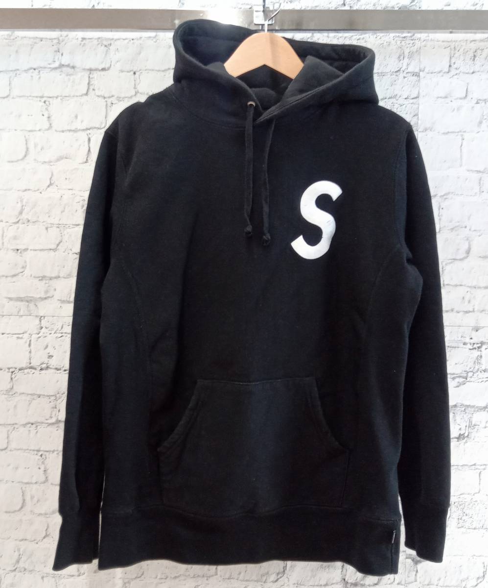 Supreme シュプリーム S ロゴ刺繍 パーカー 裏起毛 S-Mサイズ ブラック 