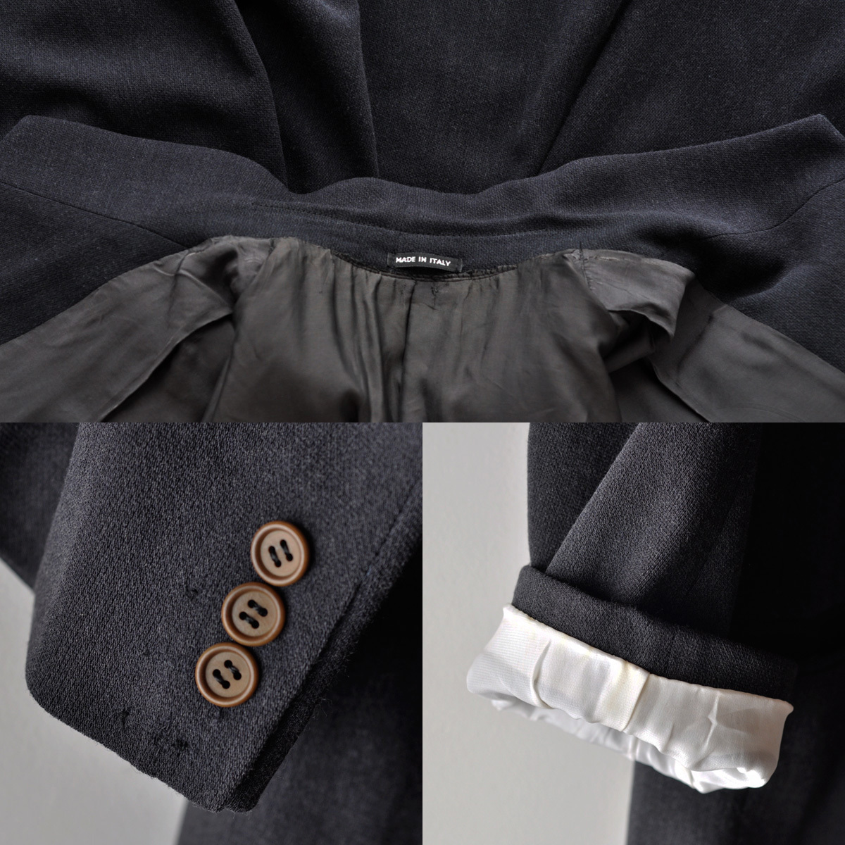 80s GIORGIO ARMANI 4B ダブル テーラード ジャケット グレー 