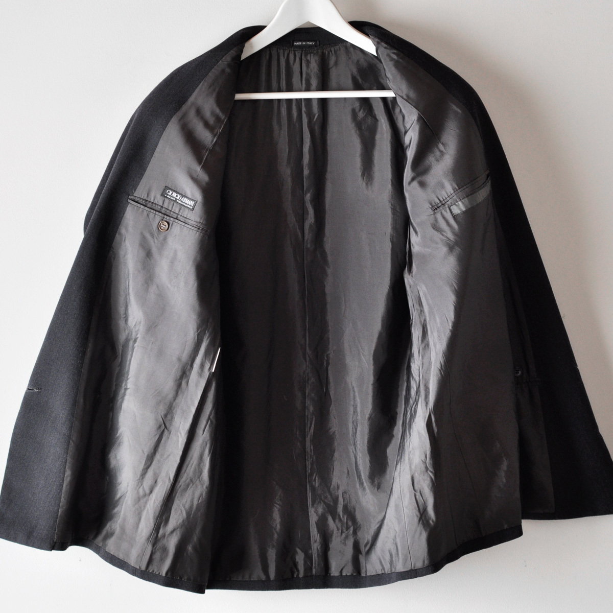 80s GIORGIO ARMANI 4B ダブル テーラード ジャケット グレー 