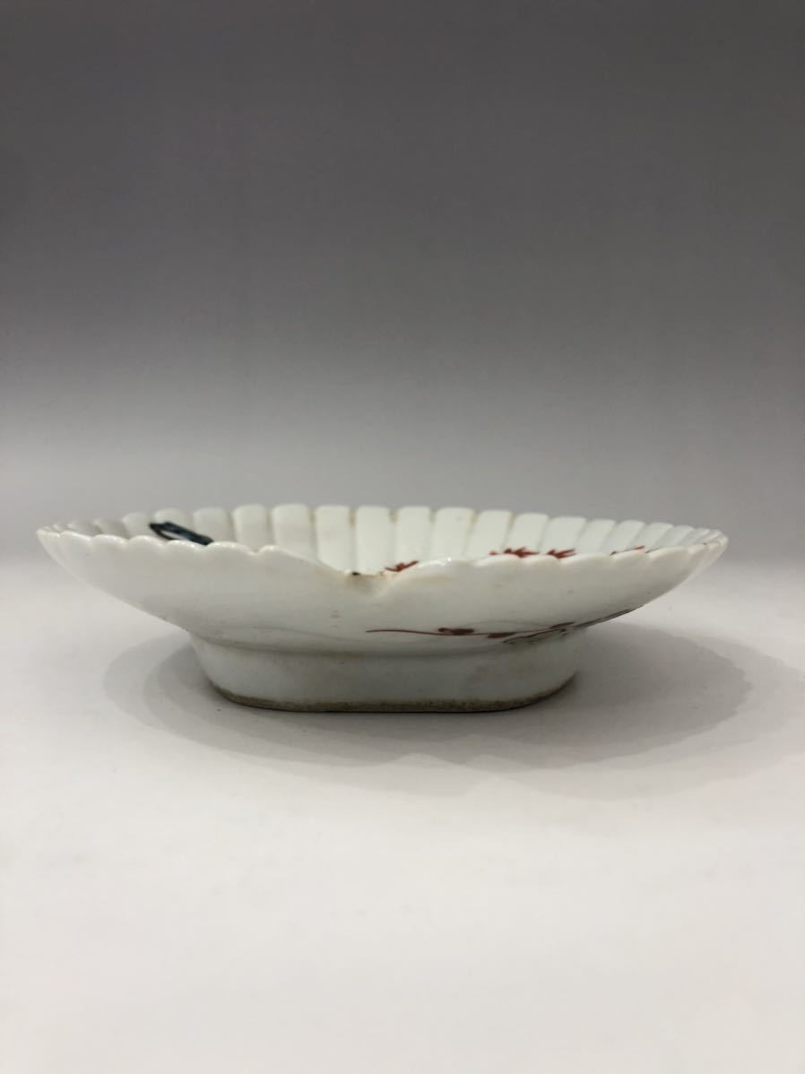 江戸中期 九谷五彩 古九谷色絵花鳥図扇皿(皿)｜売買された