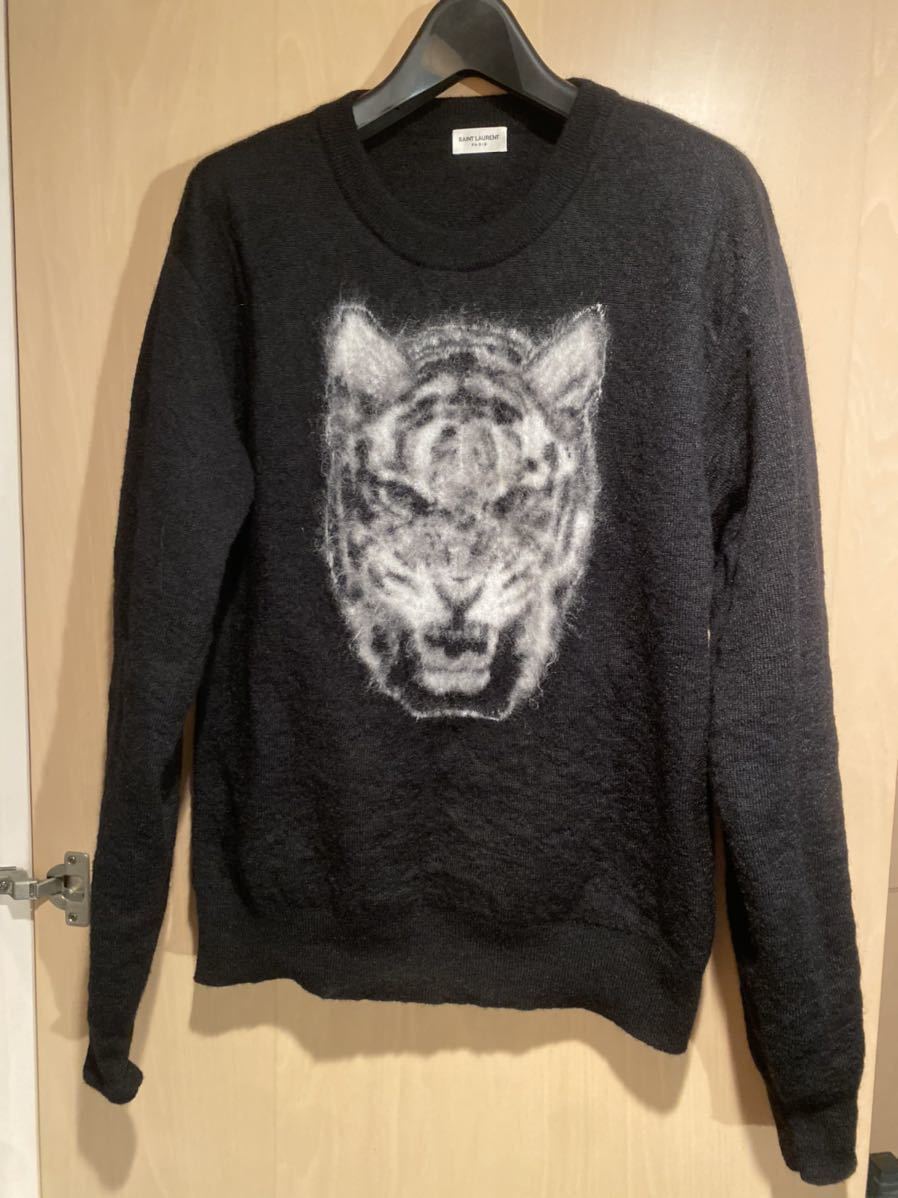 Saint Laurent Paris ホワイトタイガーニットM セーターサンローラン 