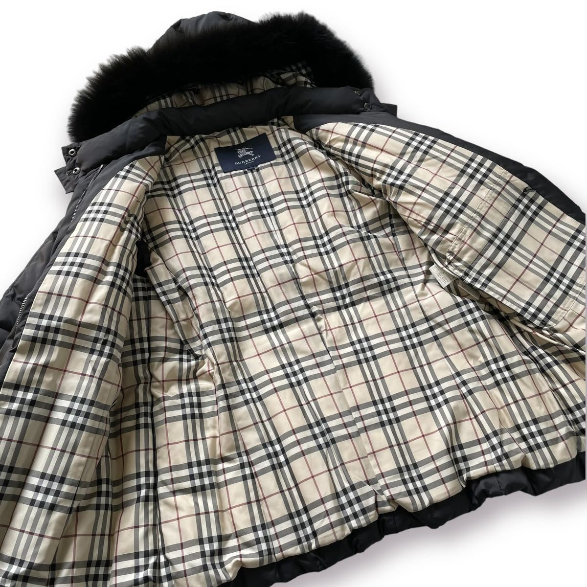 BURBERRY LONDON 希少46サイズ ブルーフォックスダウンコート 黒 裏地