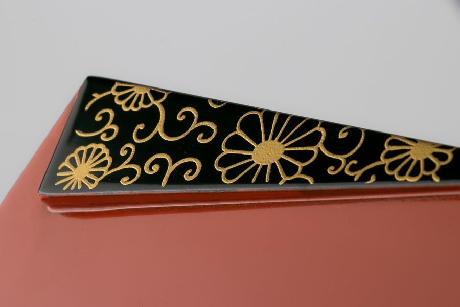 折敷　輪島塗唐草蒔絵　10枚セット 漆器 輪島塗 唐草蒔絵 折敷 特選 5客 共箱 13281 高蒔絵 料亭 日本料理