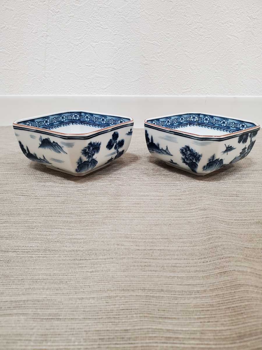 保管品 庫山窯 染付山水 小鉢揃 5枚 セット 食器 和食器 お皿 前畑陶器