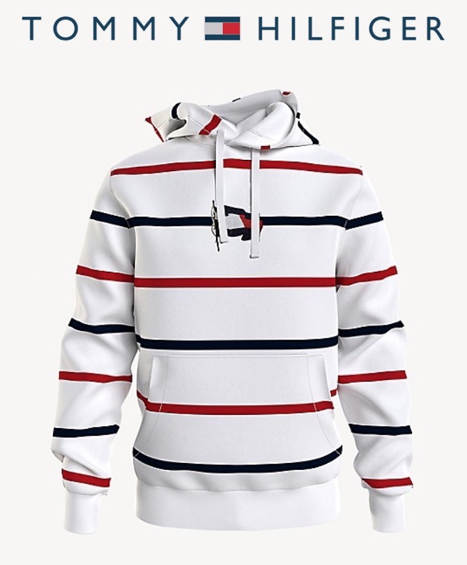 未使用訳あり 定価約1.9万 M トミーヒルフィガー TOMMY HILFIGER ボーダー スウェット パーカー 胸刺繍 フラッグカラー / トリコロール ヒルフィガー トミー TOMMY 訳あり返品不可 HILFIGER（トミー・ヒルフィガー） ストレッチ