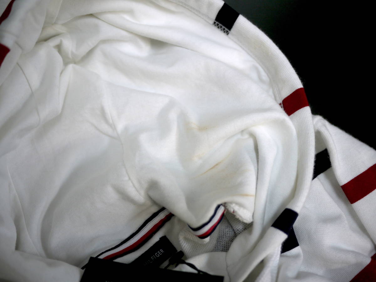 未使用訳あり 定価約1.9万 M トミーヒルフィガー TOMMY HILFIGER ボーダー スウェット パーカー 胸刺繍 フラッグカラー / トリコロール ヒルフィガー トミー TOMMY 訳あり返品不可 HILFIGER（トミー・ヒルフィガー） ストレッチ