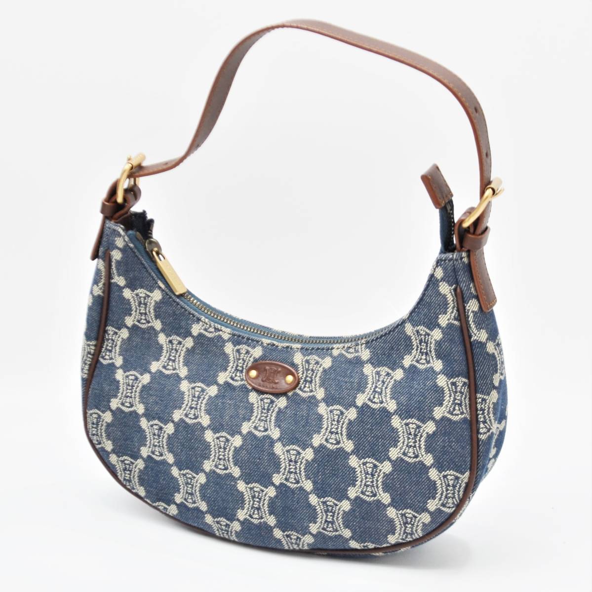 大得価，正規品 S 1円スタート CELINE セリーヌ マカダム ロゴ柄 バッグ ハンドバッグ ワンショル ミニバッグ デニム ブルー&times;ブラウン ヴィンテージ(ハンドバッグ)｜売買されたオークション情報、yahooの商 かばん、バッグ
