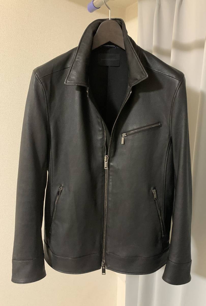 junhashimoto ブラックレザーボンバージャケット 未使用】junhashimoto ジュンハシモト ストレッチレザージャケット