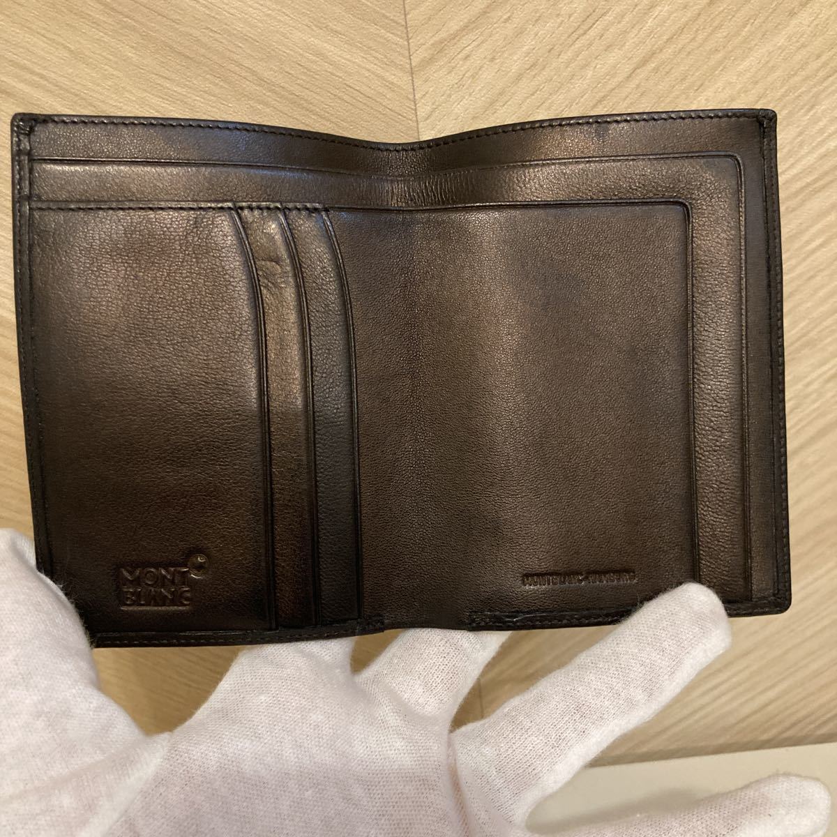 新品同様】未使用品 MONTBLANC 二つ折り財布 レザーウォレット 本革 
