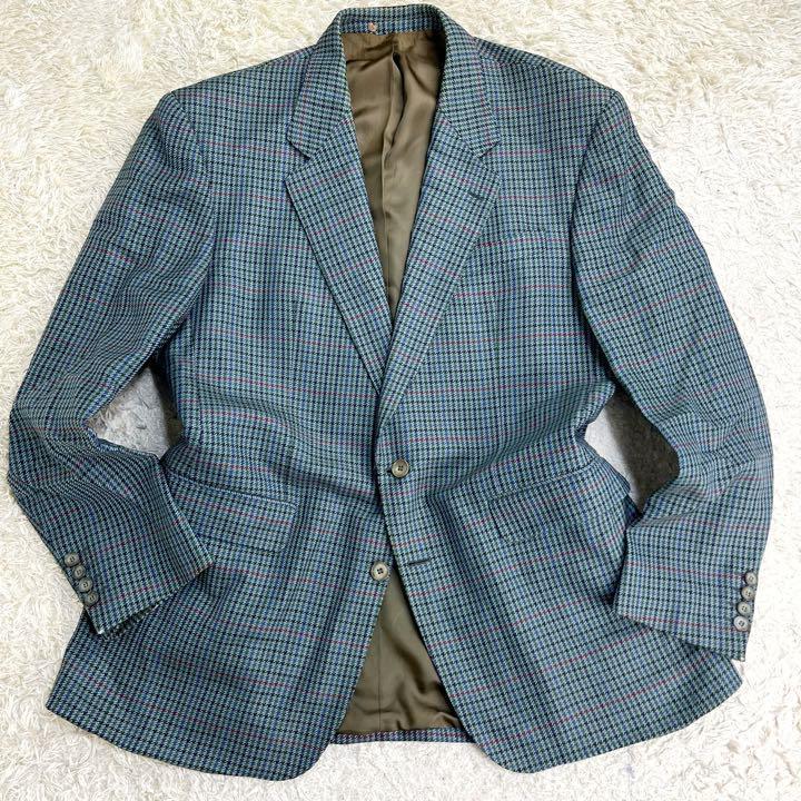 希少XL相当 BURBERRY【英国調の華やかさ】バーバリー 千鳥柄 厚手 
