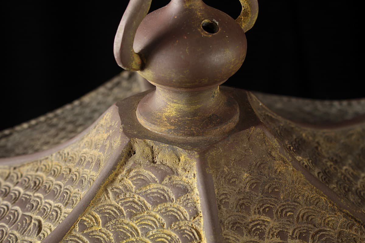 江戸時代 鳳凰文様 六角灯籠 金属工芸品 骨董品保証 江戸時代 鳳凰文様