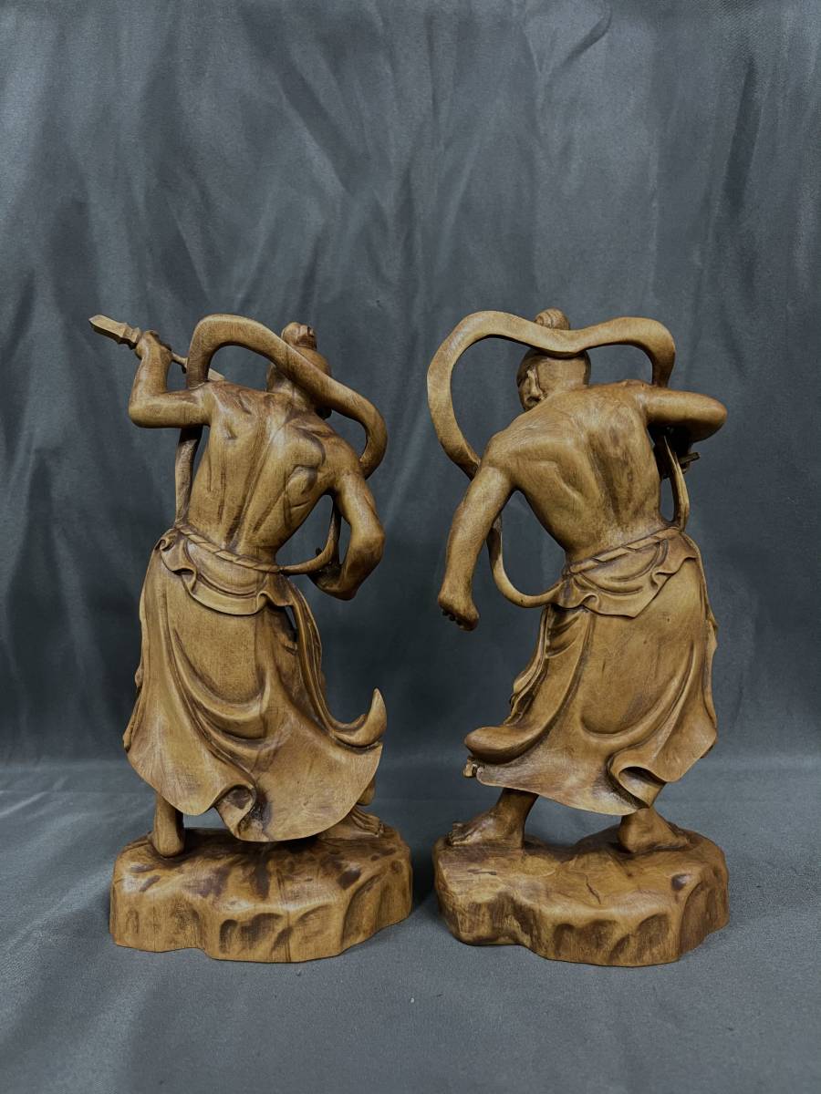 仏教工芸品 時代彫刻 総柘植製 一刀彫 極上彫 木彫仏像 仁王立ち 仁王 