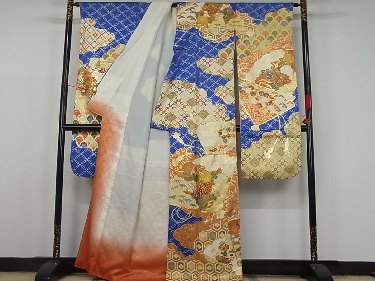 暈し染め 着物屋こころ 豪華振袖 刺繍 平和屋着物▽豪華 草花文 金彩 