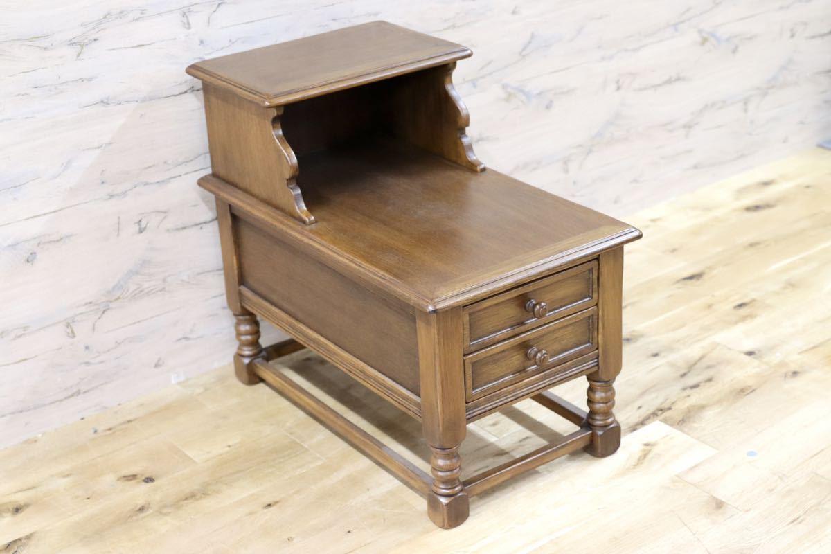 イギリス アンティーク調 テレフォンベンチ/オーク材/クラシカル家具 