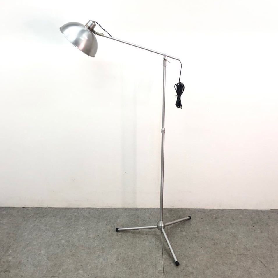 □フロアスタンド フロアランプ シルバー インダストリアル 照明 スタンドライト ランプ ライト 100V NOJIMA 動作品 口金E26 □22110603