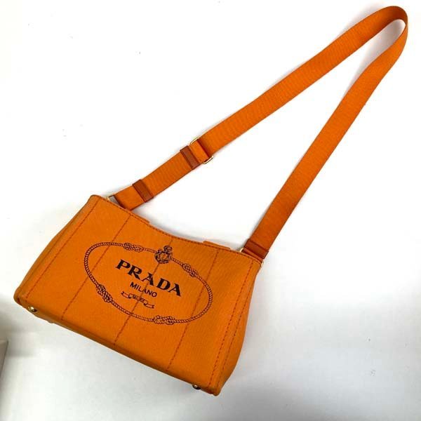 t）プラダ PRADA カナパ ハンド・ショルダーバッグ 2way オレンジ