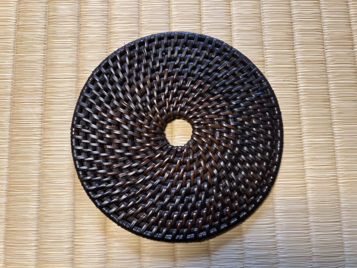 煎茶道具 釜敷 瓶敷 籐編 茶道具 瓶座 急須台 工芸品 古竹