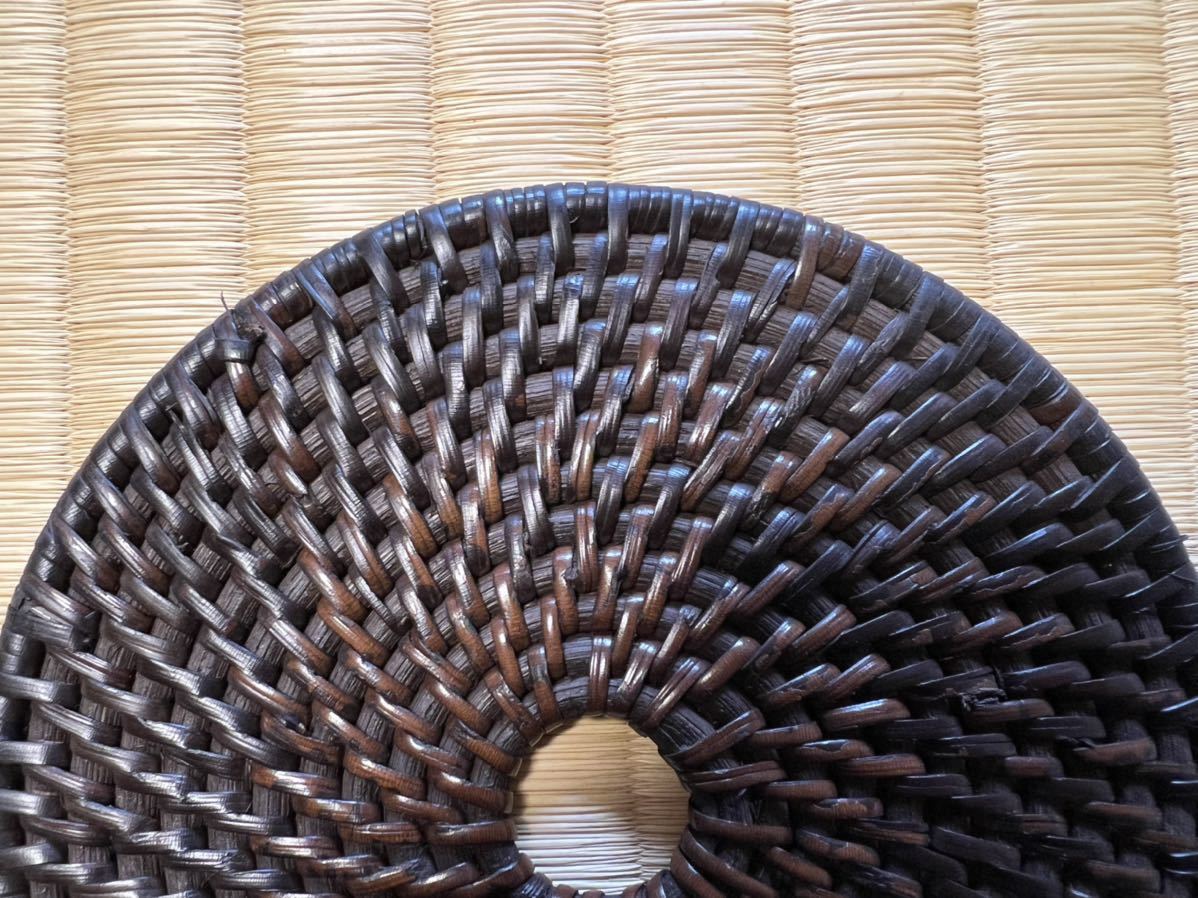 煎茶道具 釜敷 瓶敷 籐編 茶道具 瓶座 急須台 工芸品 古竹