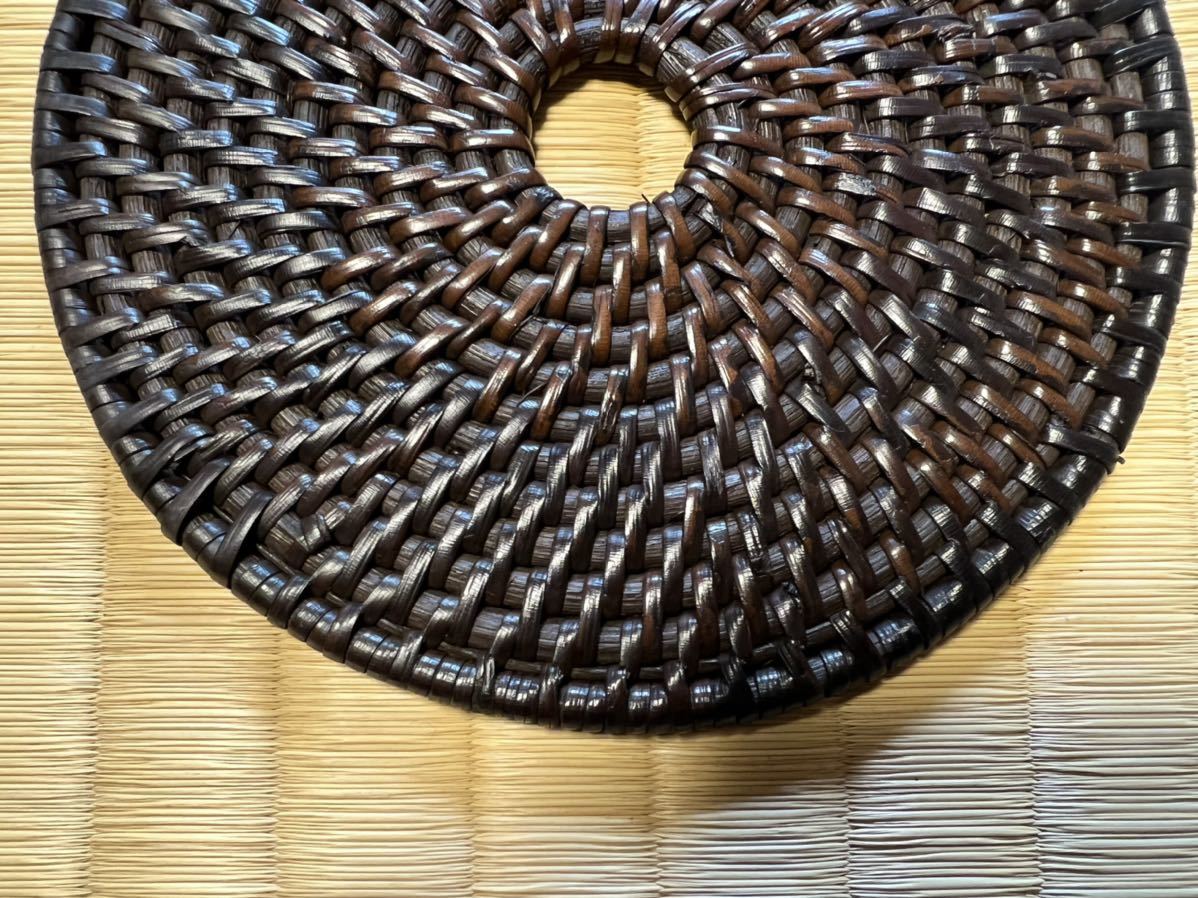 煎茶道具 釜敷 瓶敷 籐編 茶道具 瓶座 急須台 工芸品 古竹