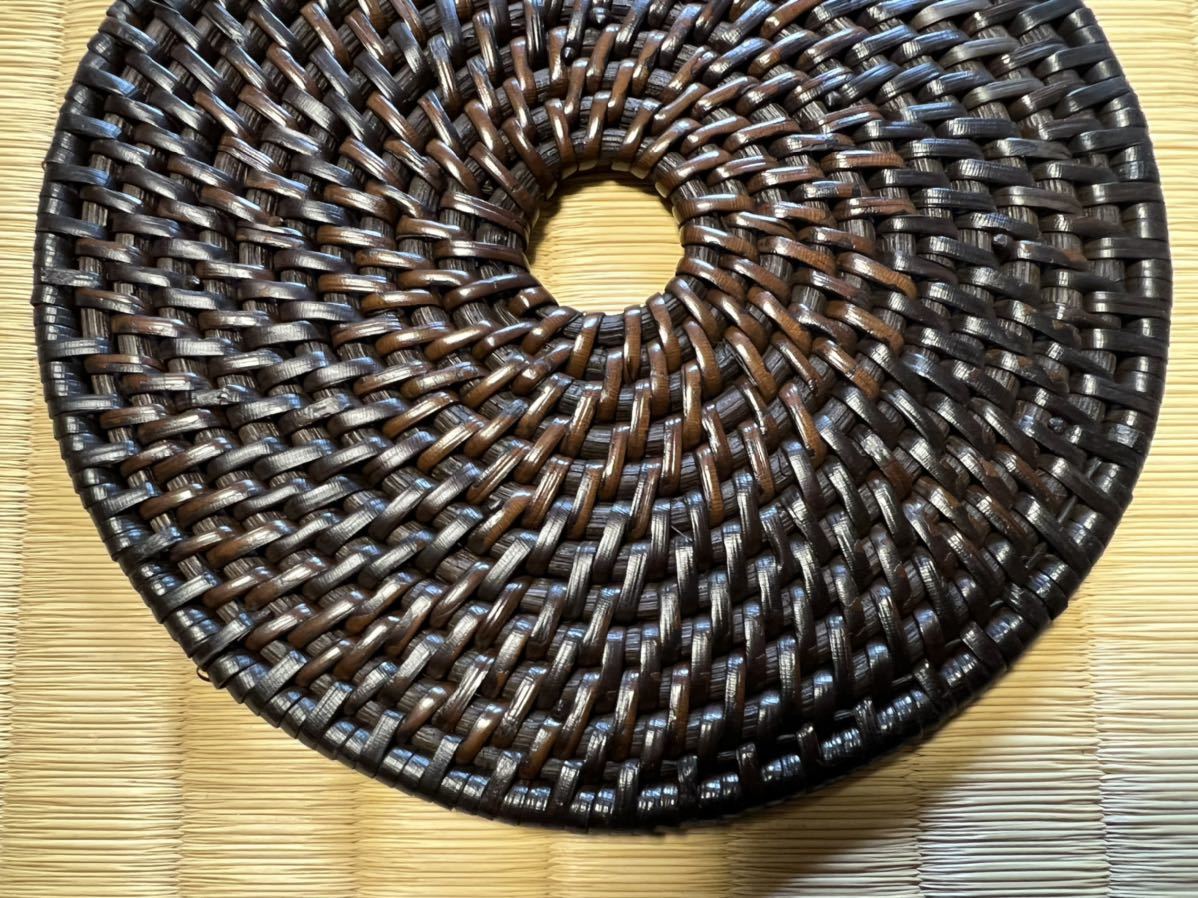 煎茶道具 釜敷 瓶敷 籐編 茶道具 瓶座 急須台 工芸品 古竹