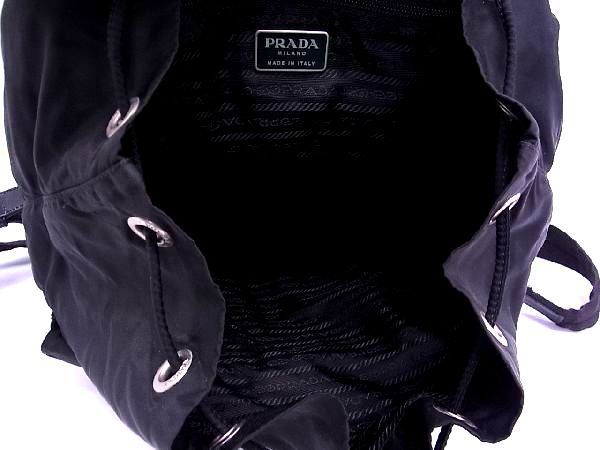 1円 PRADA プラダ テスートナイロン×レザー 巾着型 リュックサック