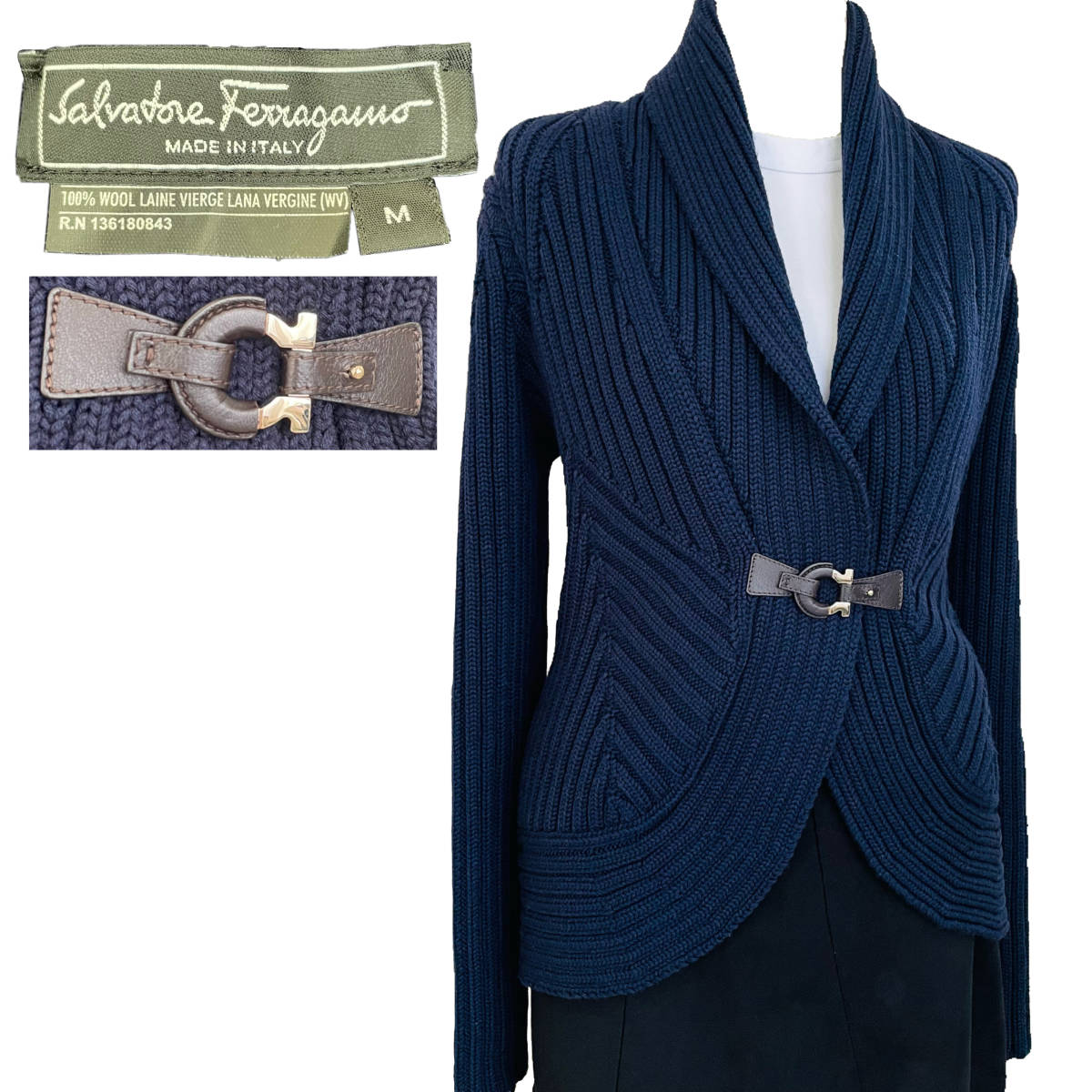 【豊富な，定番】 Salvatore Ferragamo ニットカーディガン ショールカラー(サルヴァトーレ・フェラガモ)｜売買されたオークション情報、yahooの商品情報をアーカイブ公開 - オークファン その他
