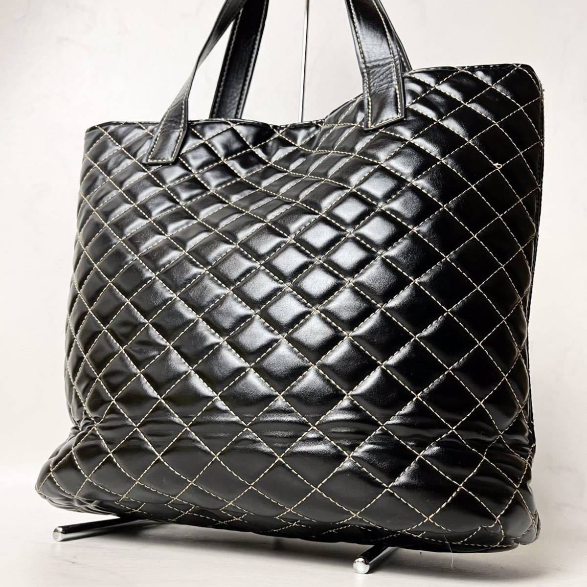 美品】CHANEL シャネル ココマーク キルティング PVC レザー トート 