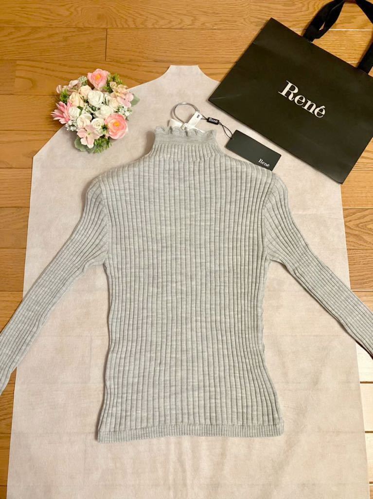 【美品】Rene ルネ☆タートルネック★ハイネック☆リブニット プルオーバー★セーター☆グレー★ タートルニット☆ Rene プルオーバー ルネ☆タートルネック☆ハイネック☆ニット 長袖 0 黄