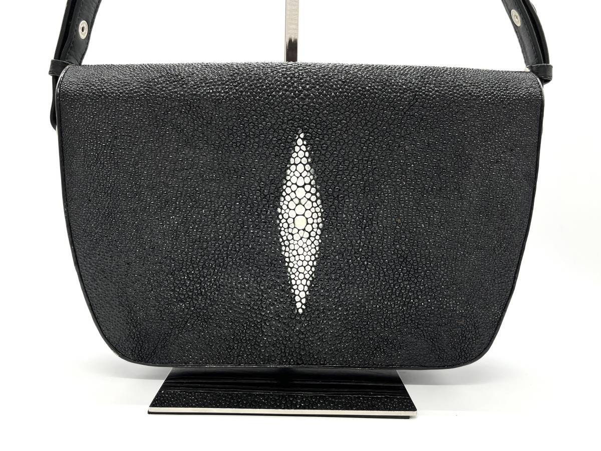美品 Shagreen シャグリーン スティングレイ エイ革 レザー ショルダー 