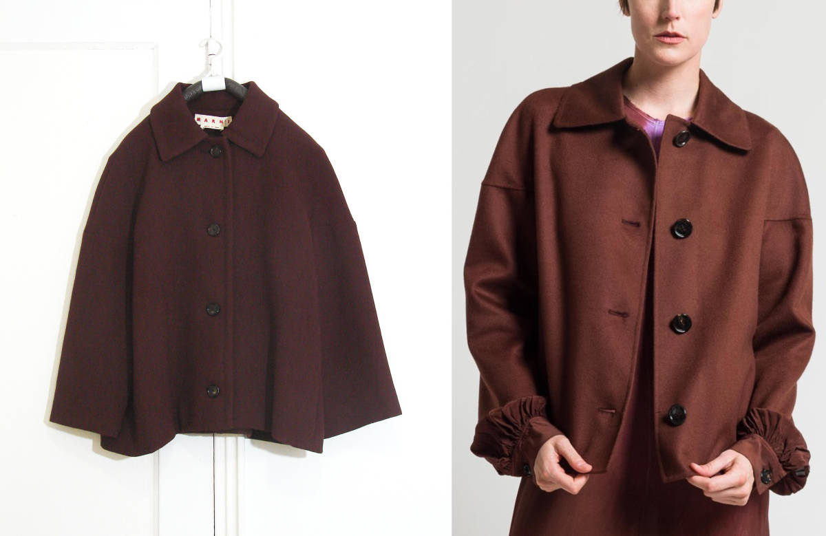 MARNI マルニ バージンウール ドロップショルダー ジャケット ブラウン 