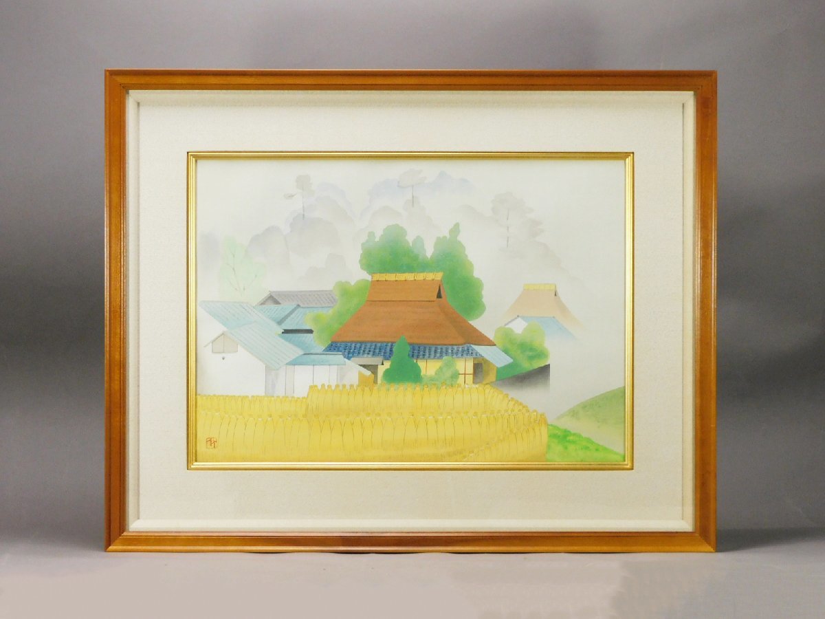 小野竹喬 朝靄 木版画 額装 証明シール 専用タトウ 美術書院 師竹内