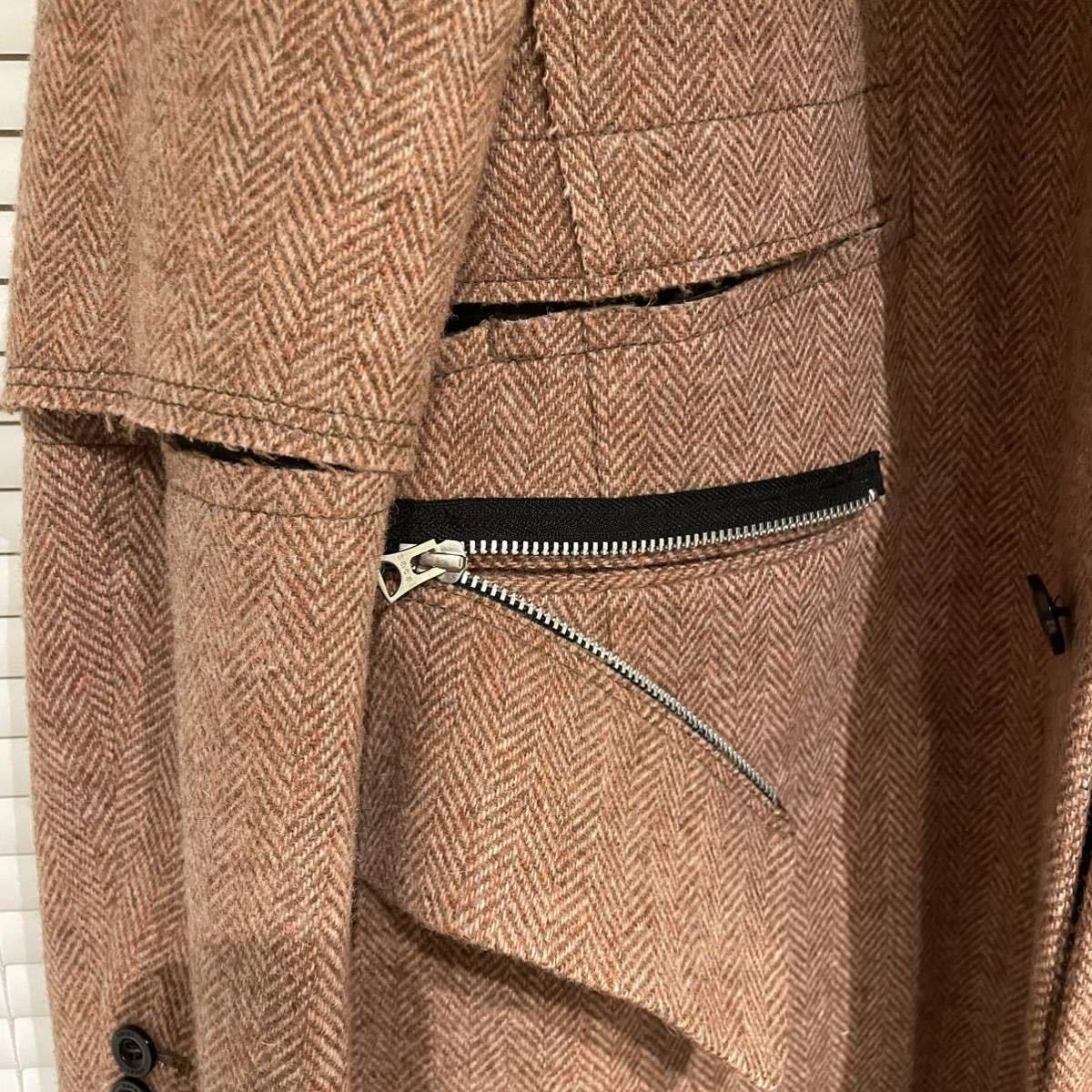 一円！ sacai ヘリンボーン ドッキング コート ウール サカイ メンズ 