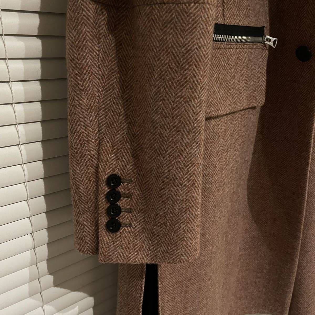 一円！ sacai ヘリンボーン ドッキング コート ウール サカイ メンズ 