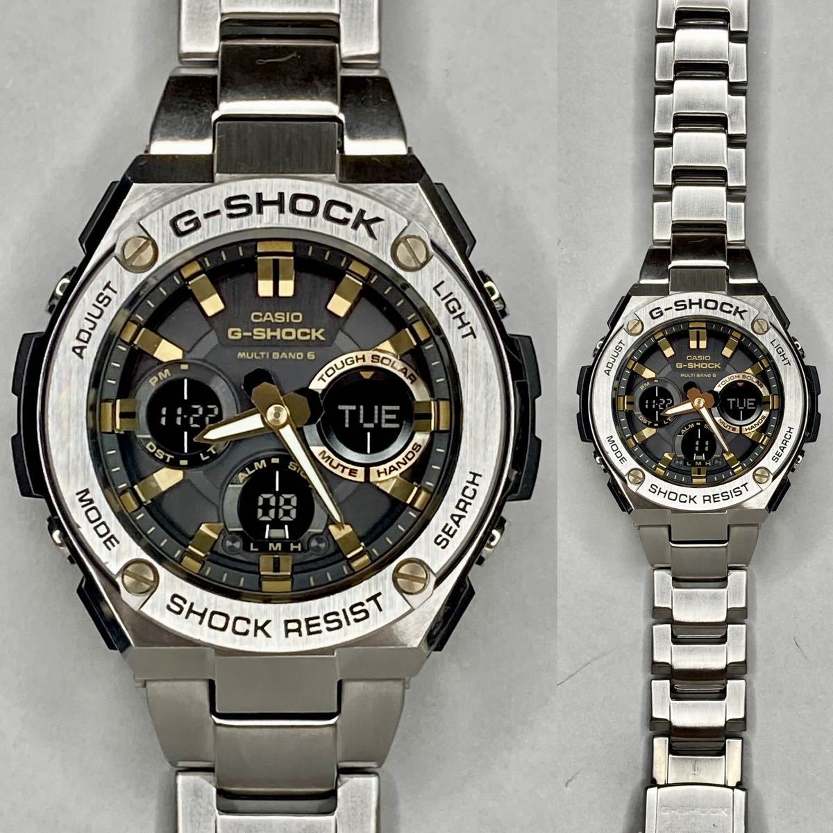 メンズ 美品 G-SHOCK GST-W110D-1A9JF 電波ソーラー