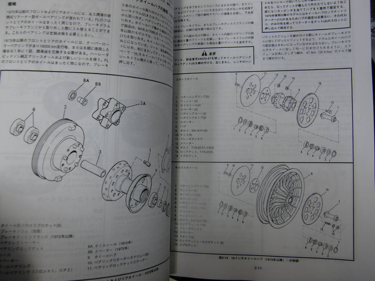ハーレーダビッドソン純正日本語サービスマニュアル1970-1978 ショベル