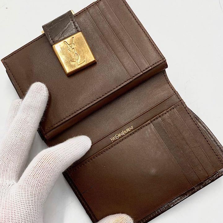 美品 Yves Saint Laurent イヴサンローラン 三つ折り財布 がま口 美品 Yves Saint Laurent イヴサンローラン 三つ折り財布 がま口