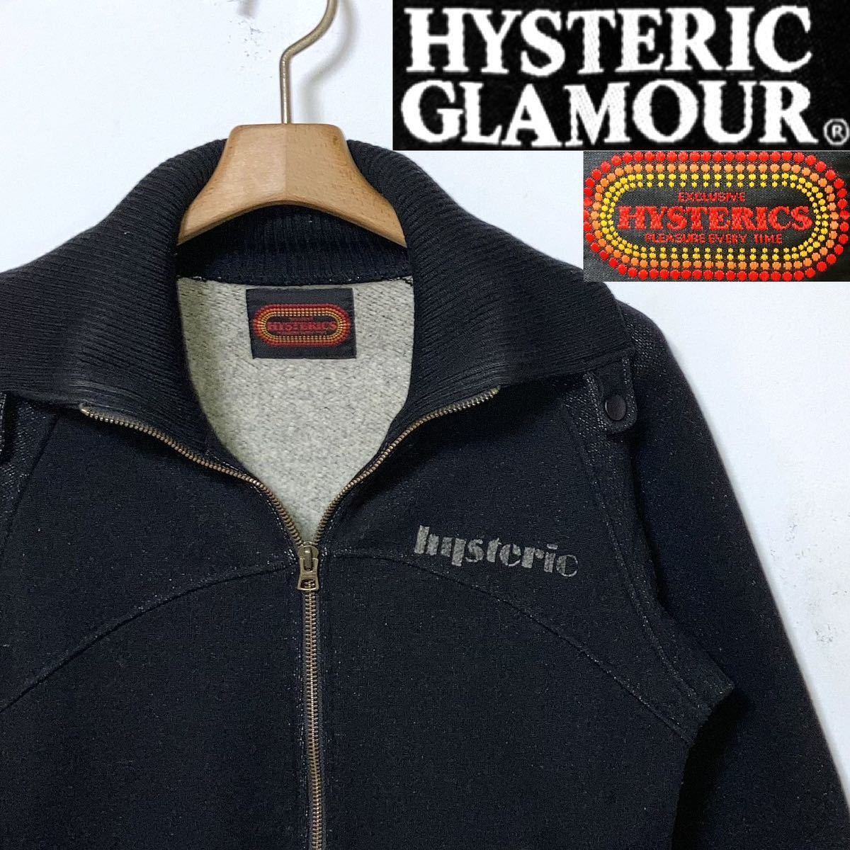 希少！ヒステリックグラマー　HYSTERICロゴ　カシミヤ混ニットスタジャン　ブラック杢　送料無料